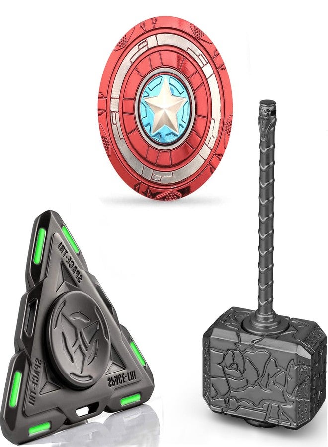 Amarlozn Hammer Fidget Spinner Toys for Kids Adults, Glow in The Dark Luminous Tri Spinner, Metal 2 in 1 Infinity Cube Desk Decor, Stress Relief ADHD Birthday Gift for School Office Boys Friends - Image 1